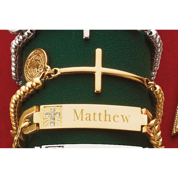 Cross/Medal Bracelet, Goldtone, large