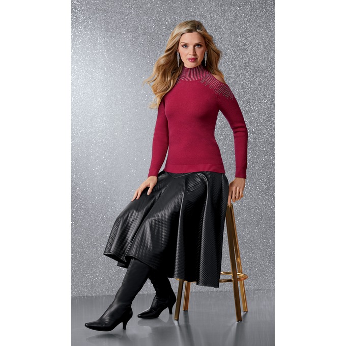 Sofia Embellished Cold-Shoulder Sweater, , large