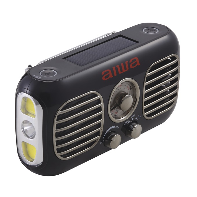 AIWA Handy Mate Solar-Charging Radio, Black, large