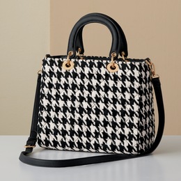 Jackie Houndstooth Satchel, , large