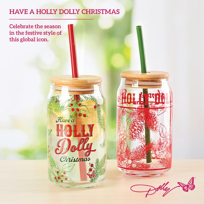 Dolly Parton Holly Dolly Christmas Glass Tumbler Set, , large