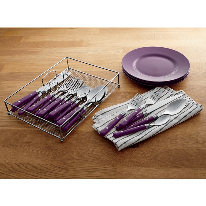 20-Piece Color Flatware Set with Caddy, , large