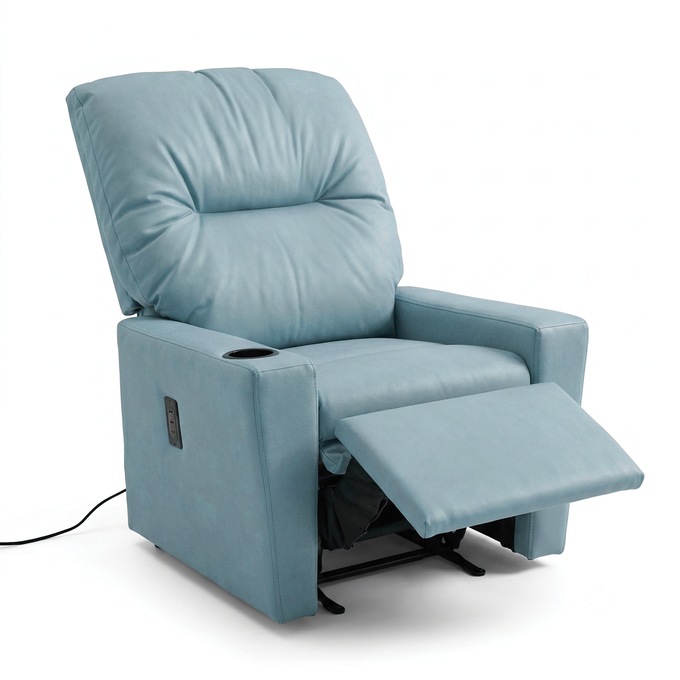 Youth Recliner with USB Ports, Slate Blue, large