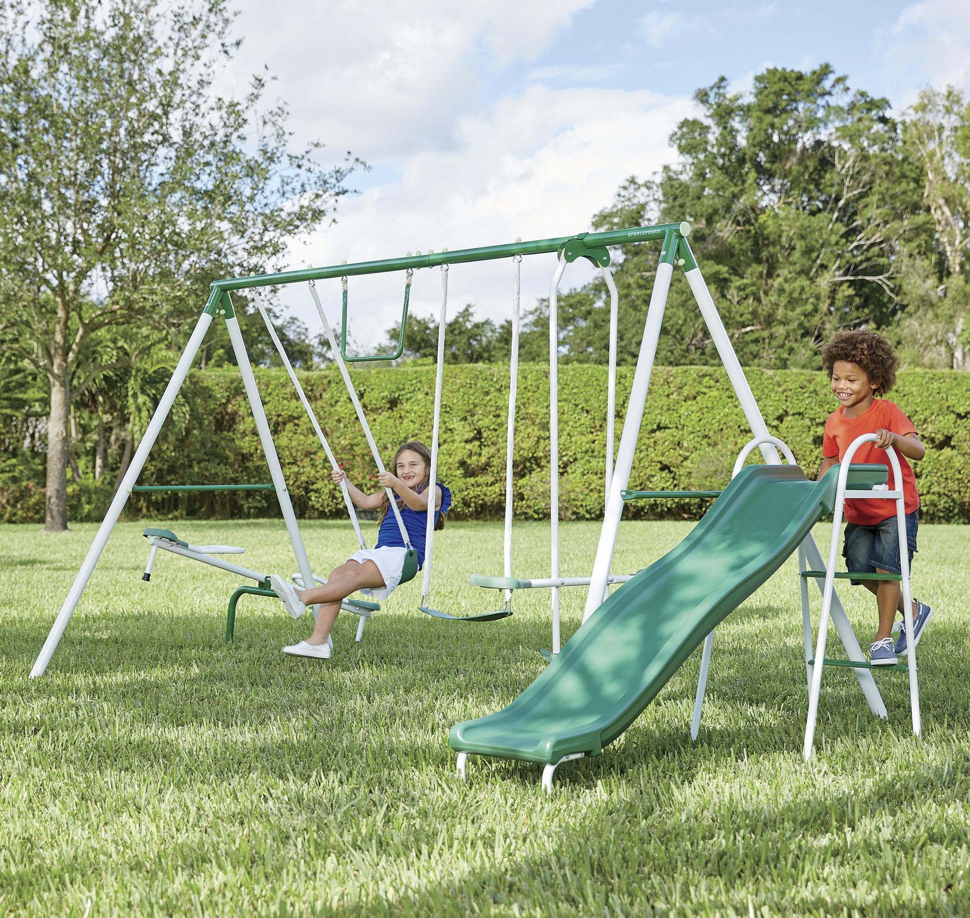 large metal swing set