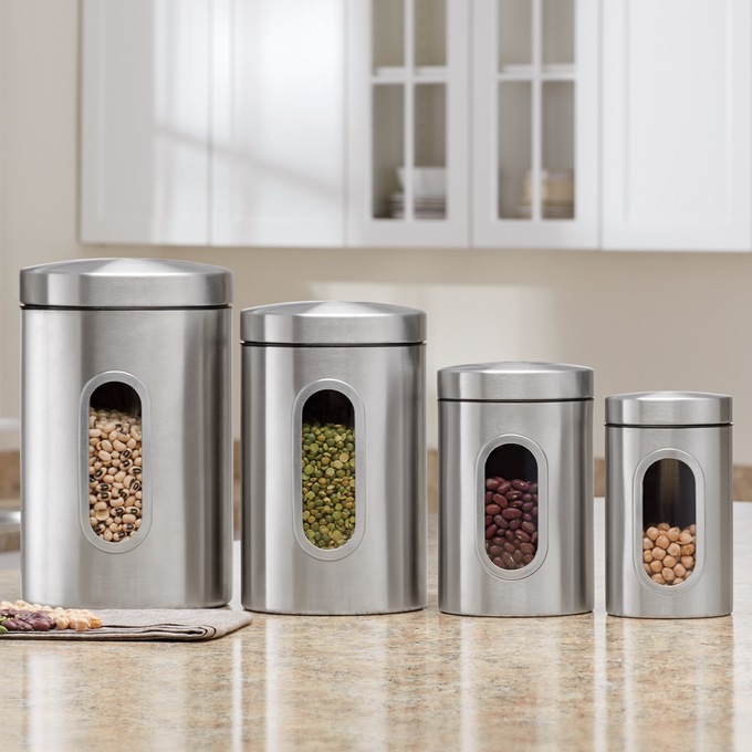 4pc Canister Sets for Kitchen Counter or Bathroom + Labels