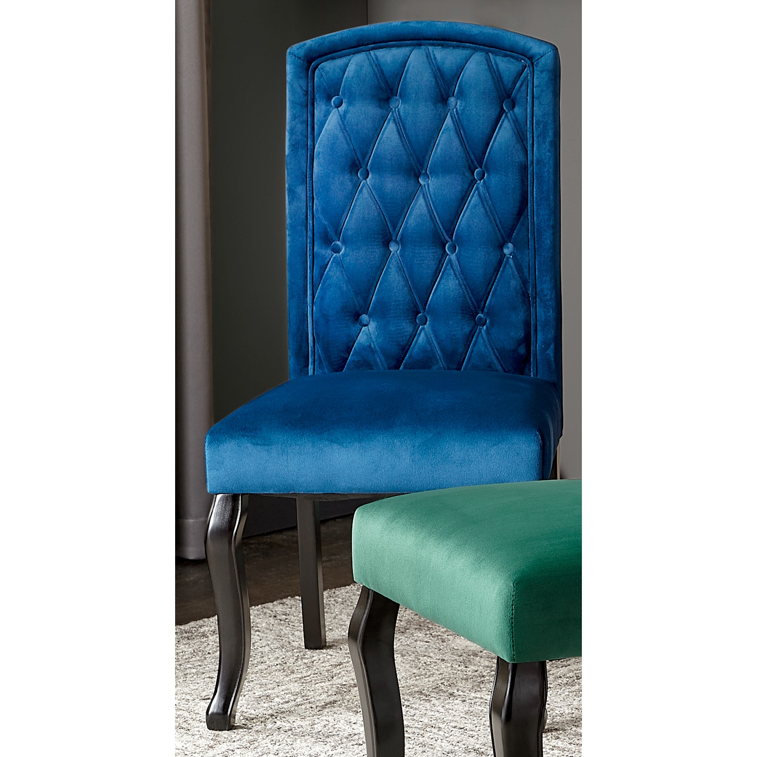 Navy tufted dining clearance chair