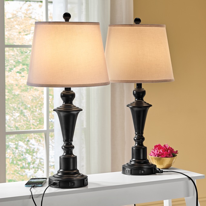 Set of 2 Table Lamps with USB, , large