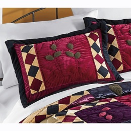 Velvet Dreams Hand-Quilted Patchwork Velvet Sham, , large