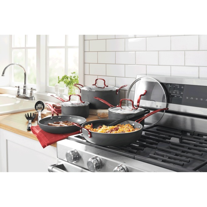 Chef Tested 12-Piece Metallic Handle Cookware Set, , large