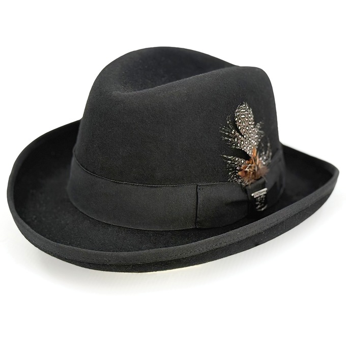 Stacy Adams Men's Harvey Homburg Hat with Feather Accent, , large