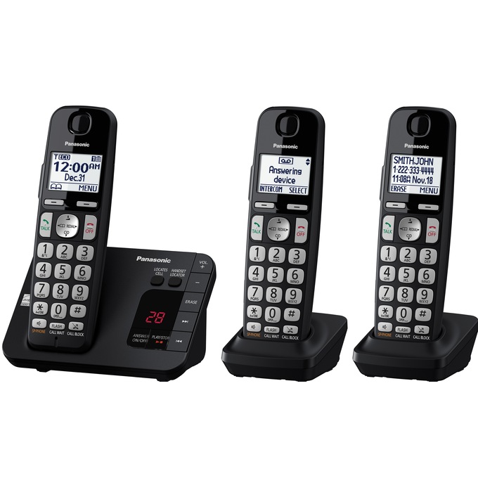 Panasonic Enhanced Noise Reduction 3-Handset Expandable Cordless Phone, , large