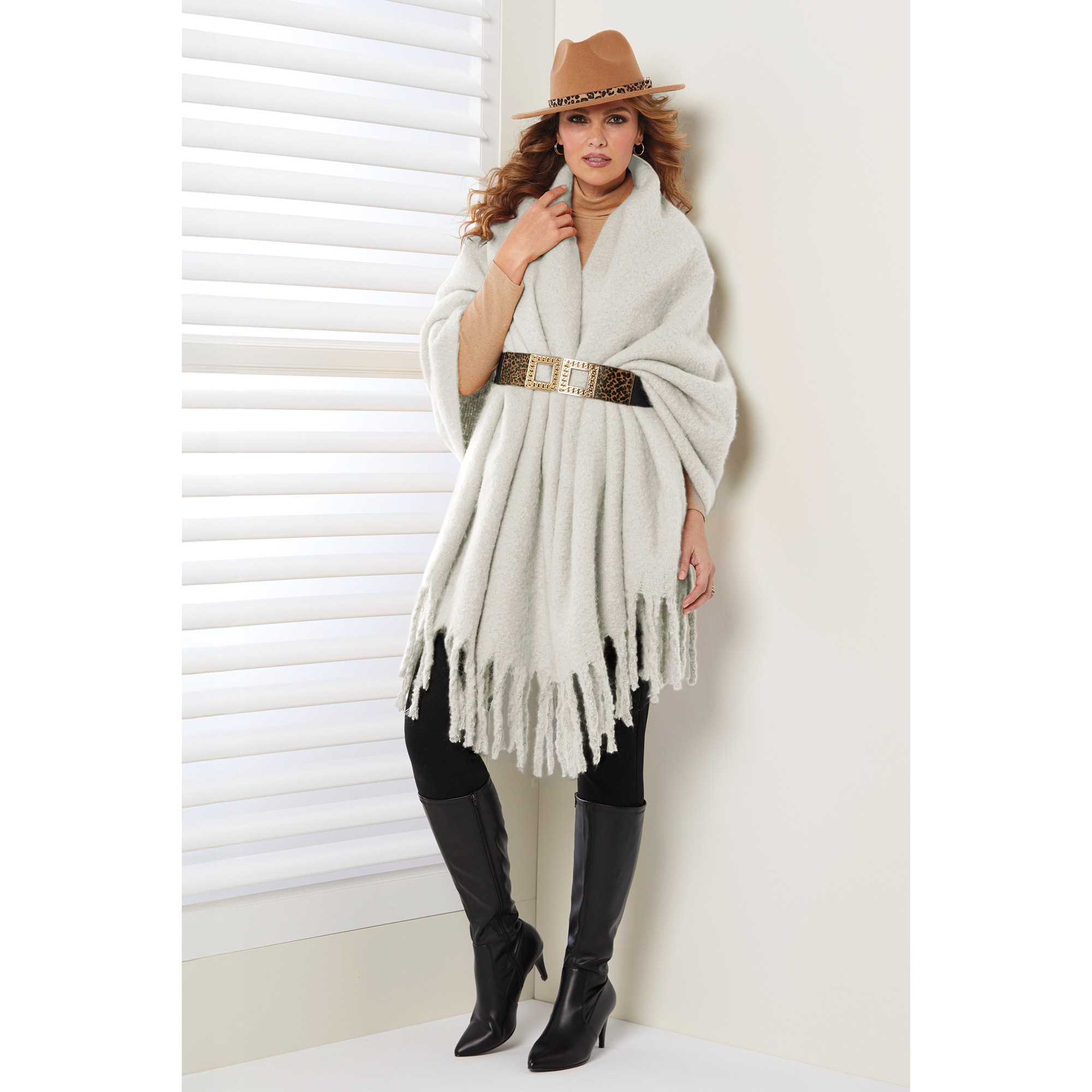 Personalized Solid Oversized Scarf, Ivory, large