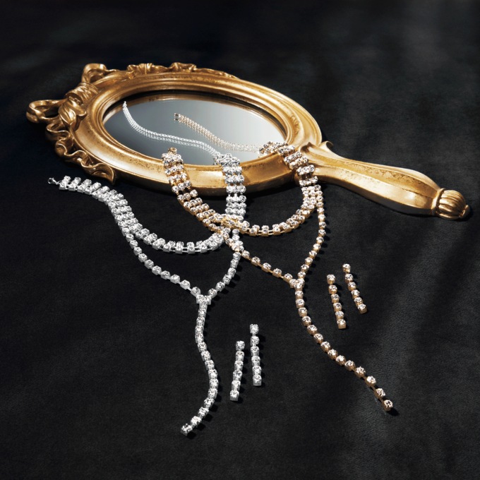 Crystal Multi-Strand Y Necklace & Earring Set, , large