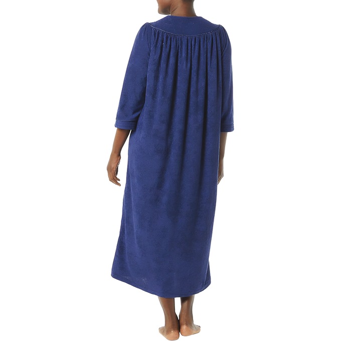 Snap-Front Long Terry Robe, Navy, large