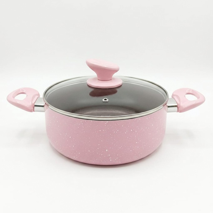 Chef Tested 11-Piece Granite Ceramic Nonstick Cookware Set, Pink, large