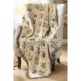 Wildflower Tapestry Throw Blanket with Decorative Fringe - 50"x 60", , large