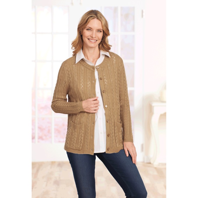 Cable Knit Cardigan, , large