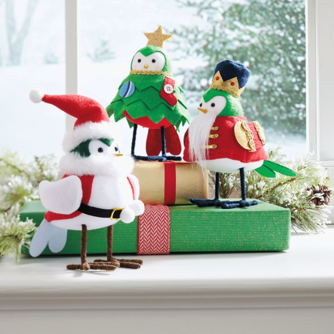 Set of 3 Christmas Birds, Multi, large