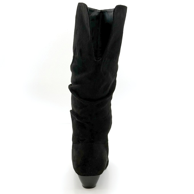 Amanda D'Laurie Tall Scrunch Boot: Rich Faux Suede with 1" Wedge Heel, , large
