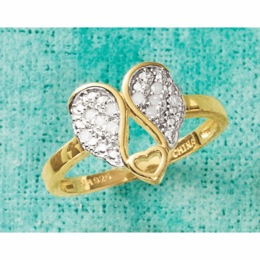 Diamond-Accented Wings Ring, , large
