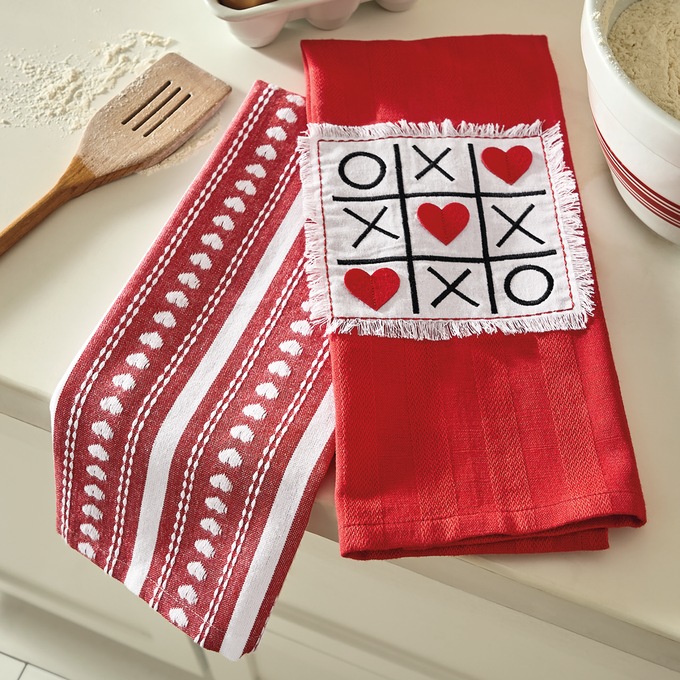Set of 2 Valentine Kitchen Towels, , large