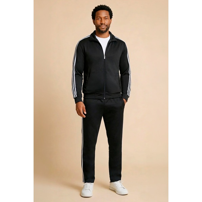 Casual 2 Piece Men's Active Set with Side Stripe Accents, , large