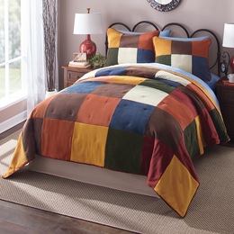Corduroy Patch Quilt and Sham, , large