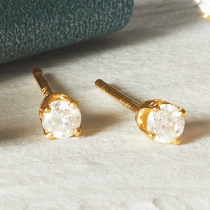 14K Gold Lab-Created Diamond Round Solitaire Post Earrings - .25 CTTW, , large