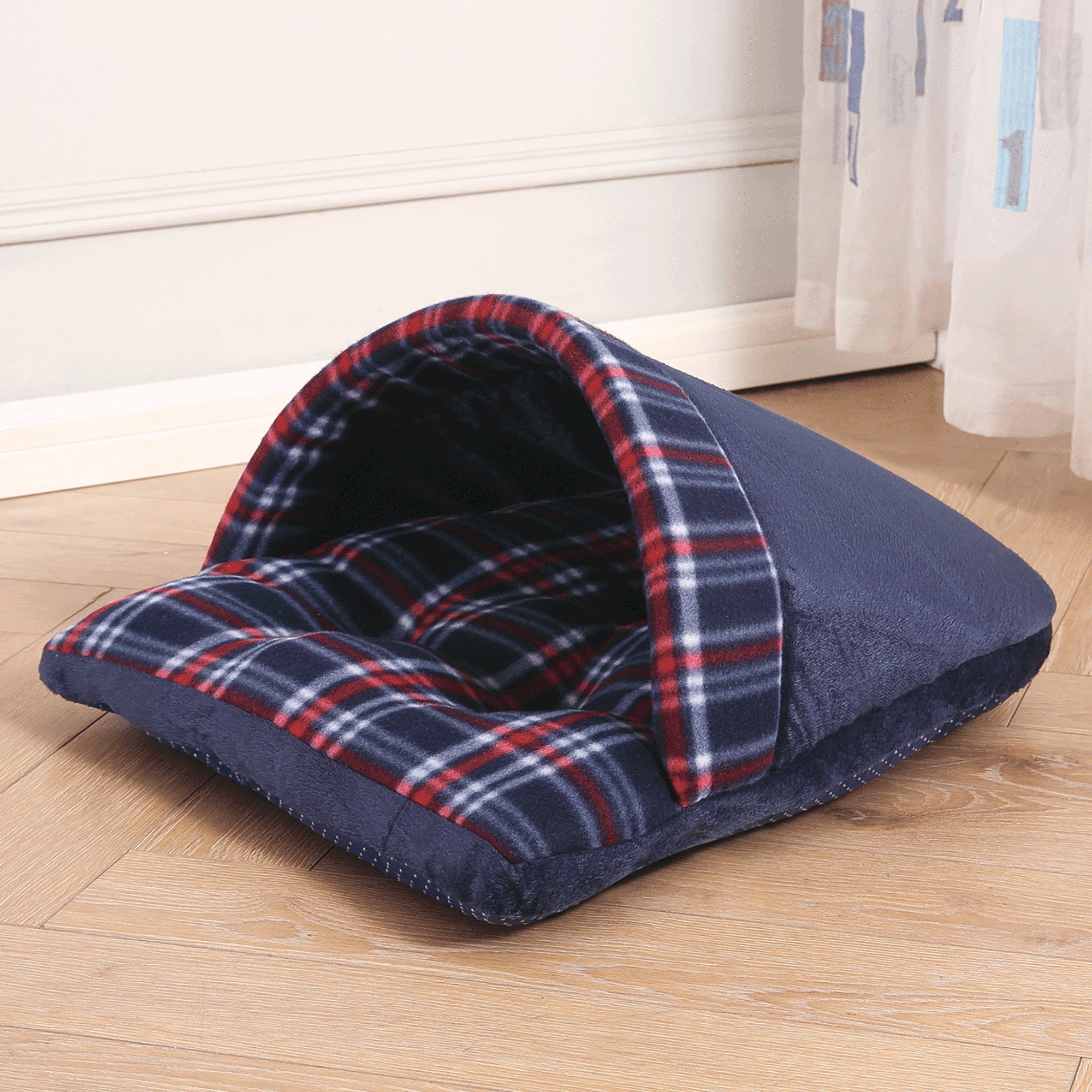 Slipper Pet Bed, Navy, large