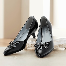 Midnight Velvet Cutout Bow Kitten Heel, , large