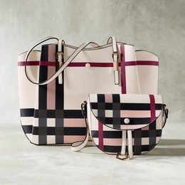 2-Piece Plaid Bag Set, , large