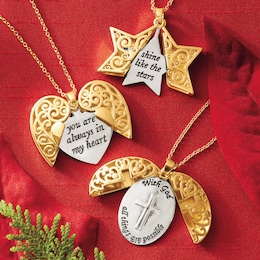 Filigree Hidden Message Shape Pendant, , large