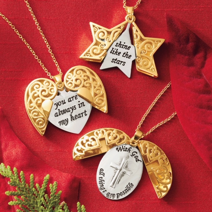 Filigree Hidden Message Shape Pendant, , large