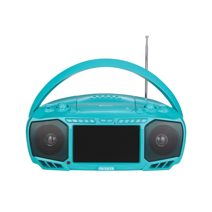 Aiwa Portable 7" Screen DVD Boom Box with Bluetooth, Teal, large
