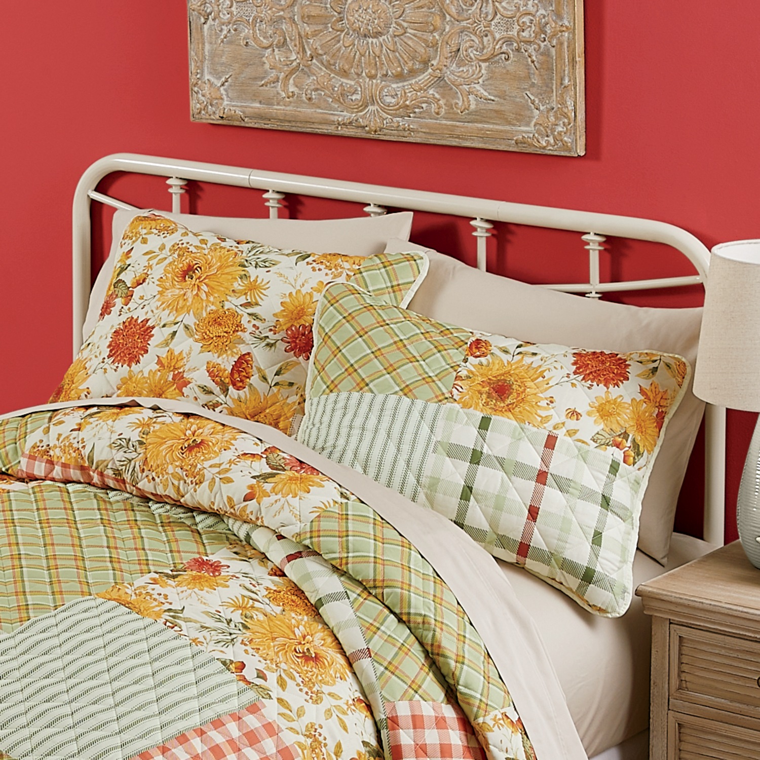 Sunflower Gingham Bedspread and Sham Montgomery Ward