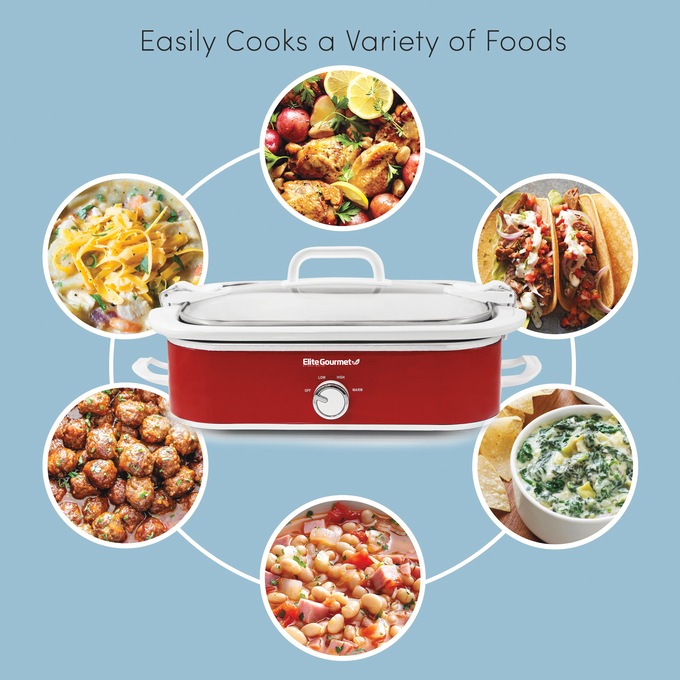 Elite Gourmet 3.5-Quart Slow Cooker with Locking Lid, , large