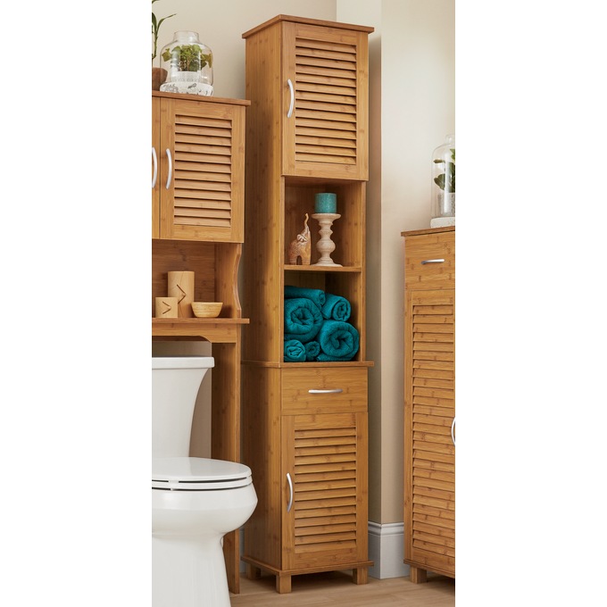 Bamboo-Finish Tall Cabinet, , large