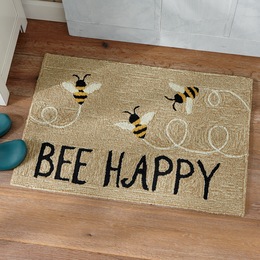 Bee Happy Indoor/Outdoor Mat - 20&quot; x 30&quot;, , large