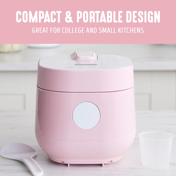 Greenlife 4-Cup Rice and Grains Cooker, Pink, large
