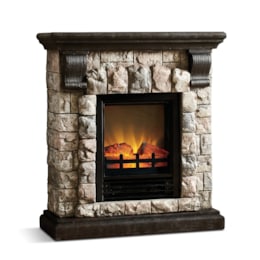 Faux-Stone Electric Fireplace, Rustic, , large