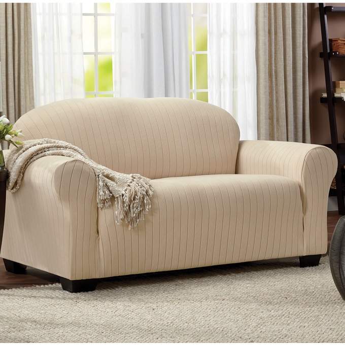 Pinstripe Stretch Slipcover, , large
