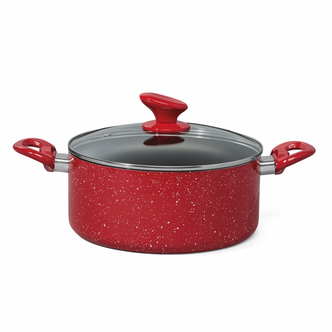 13-Piece Granite Aluminum Cookware Set, Red, large