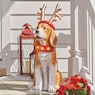 Lit Christmas Hound Dog Statue, , large