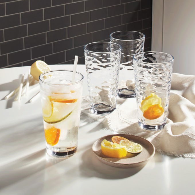 Set of 4 Hammered Glasses, , large