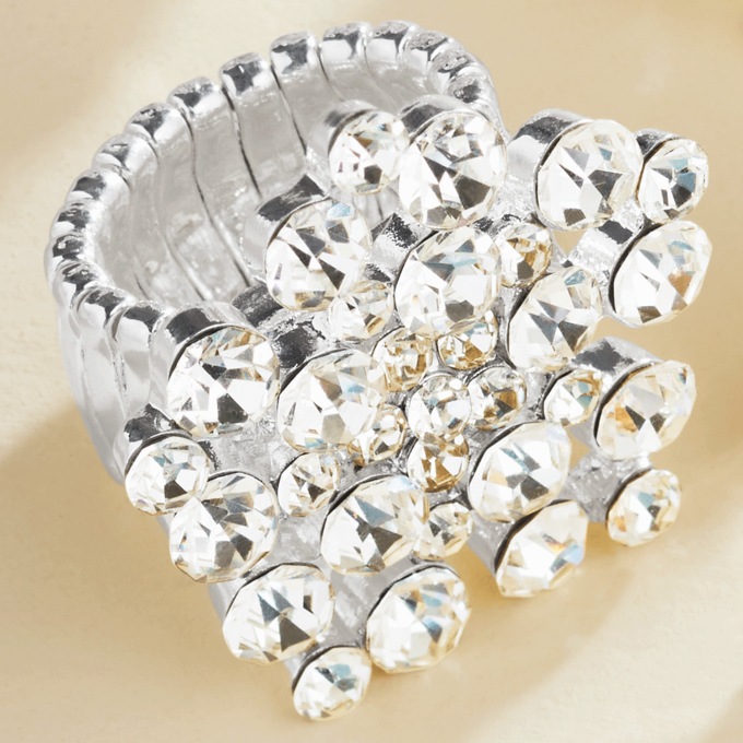 Stone/Round Cluster Stretch Ring, , large