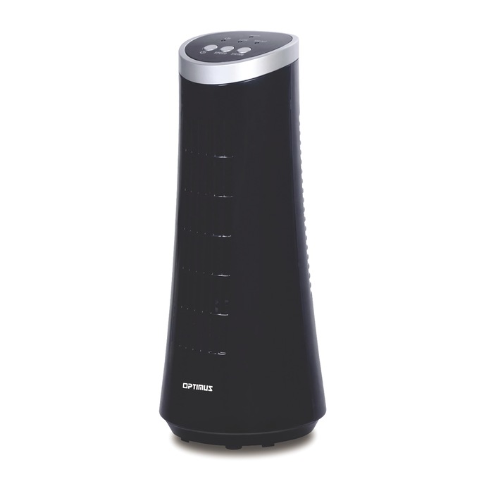 Optimus 12" Desktop Ultra-Slim Oscillating Tower Fan, Black, large