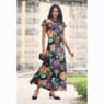 Makenzie Flowy Maxi Dress with Floral Pattern and Flutter Sleeves, , large