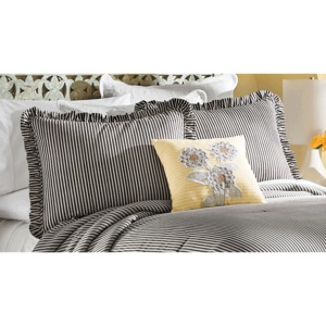 Ticking Stripe Ruffled Sham, , large