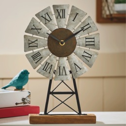 Distressed Windmill Table Clock, , large