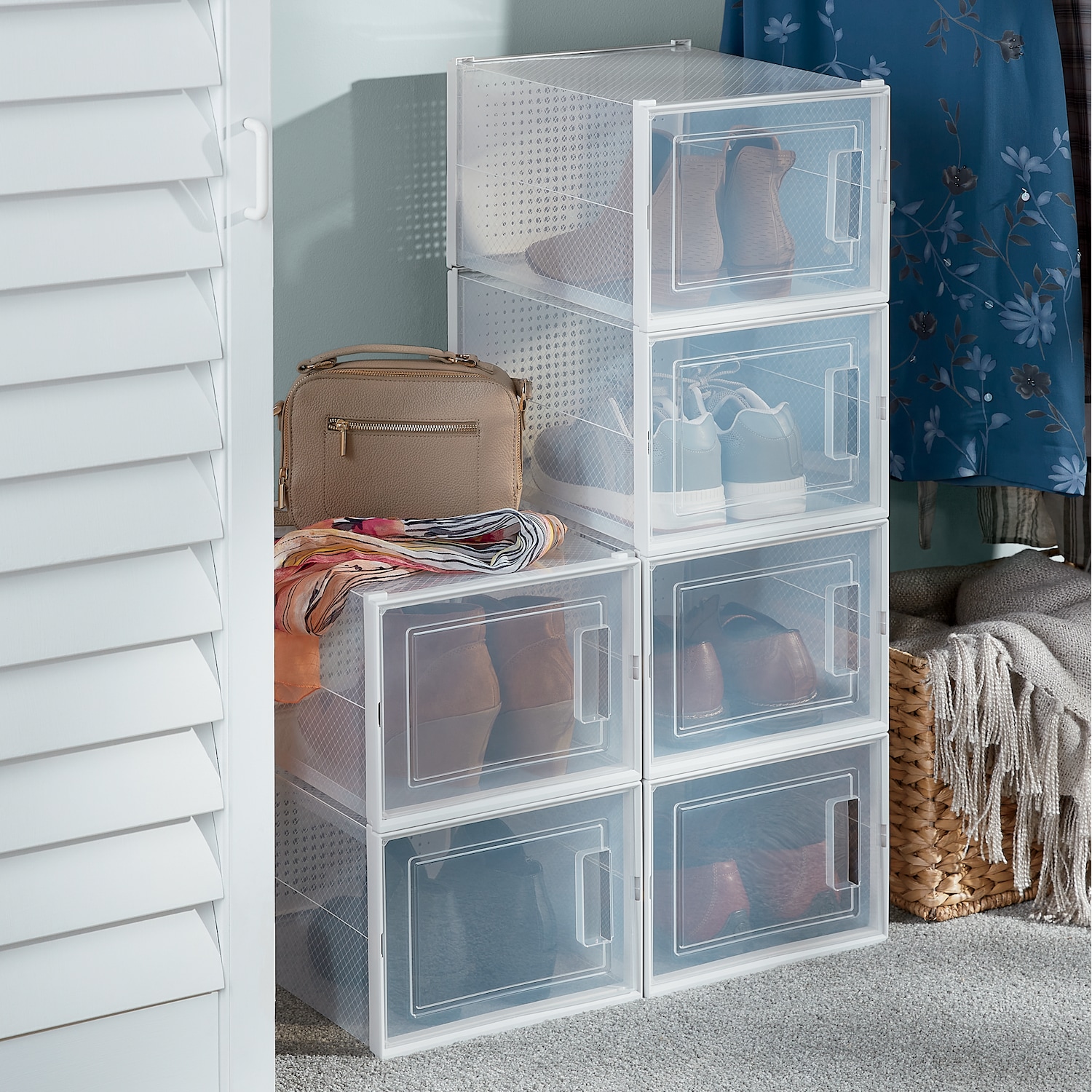 Stackable Box Ward Set of 6 Stackable Shoe Boxes with Doors | Montgomery Ward